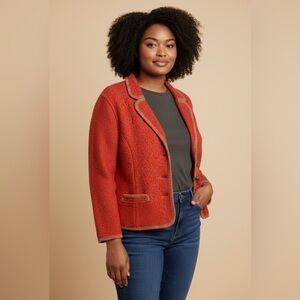 STAPF gorgeous, lightweight, fitted red wool blazer with pockets.